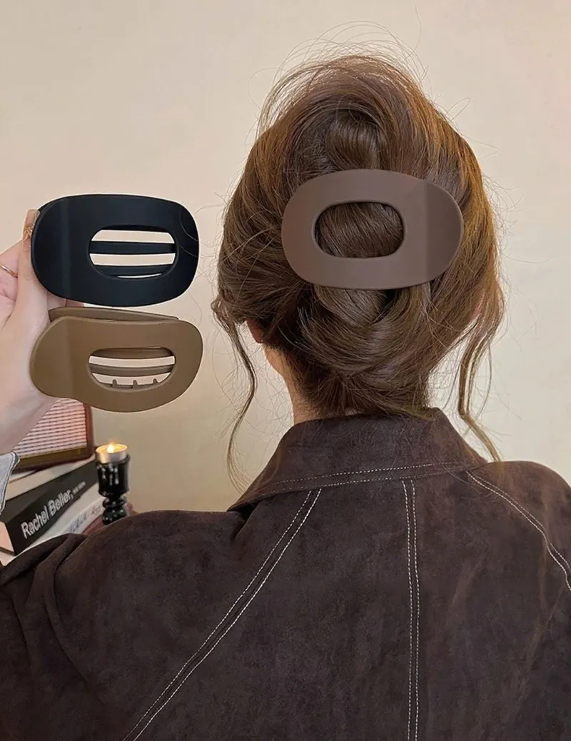 10PCS Vintage high-fashion curved hairpin clip, elegant duckbill clip for the back of the head, large shark clip, big hair claw Red Wine-3