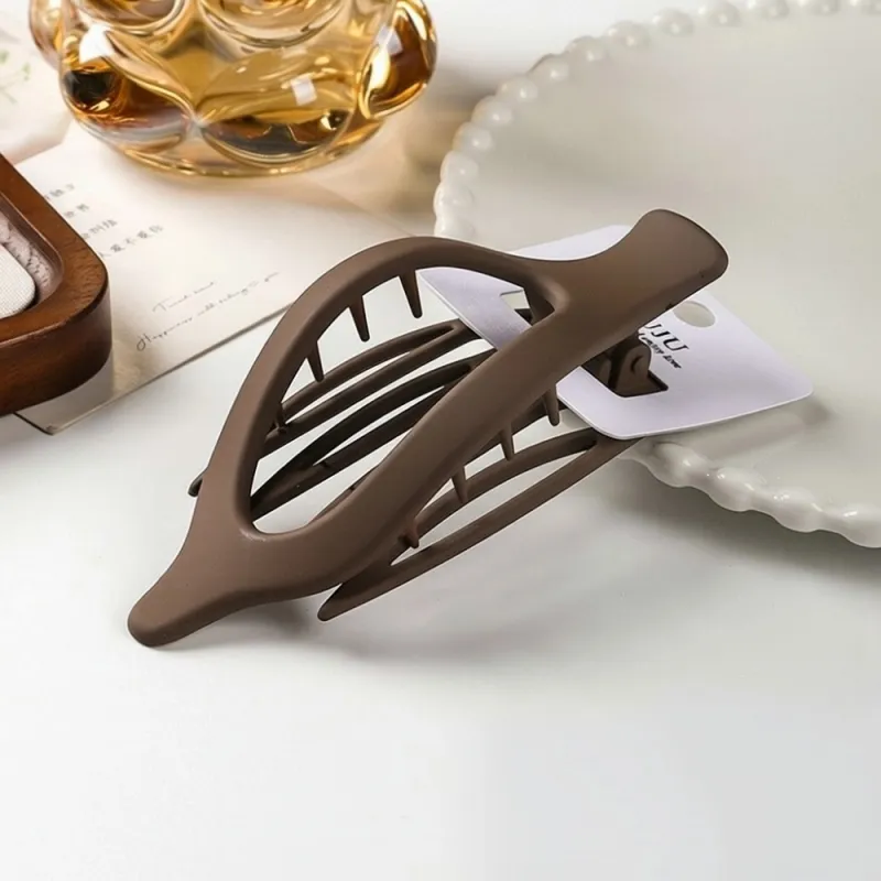 10PCS Vintage high-fashion curved hairpin clip, elegant duckbill clip for the back of the head, large shark clip, big hair claw Brown-2