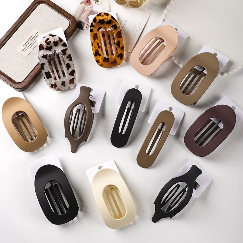 10PCS Vintage high-fashion curved hairpin clip, elegant duckbill clip for the back of the head, large shark clip, big hair claw Black-4