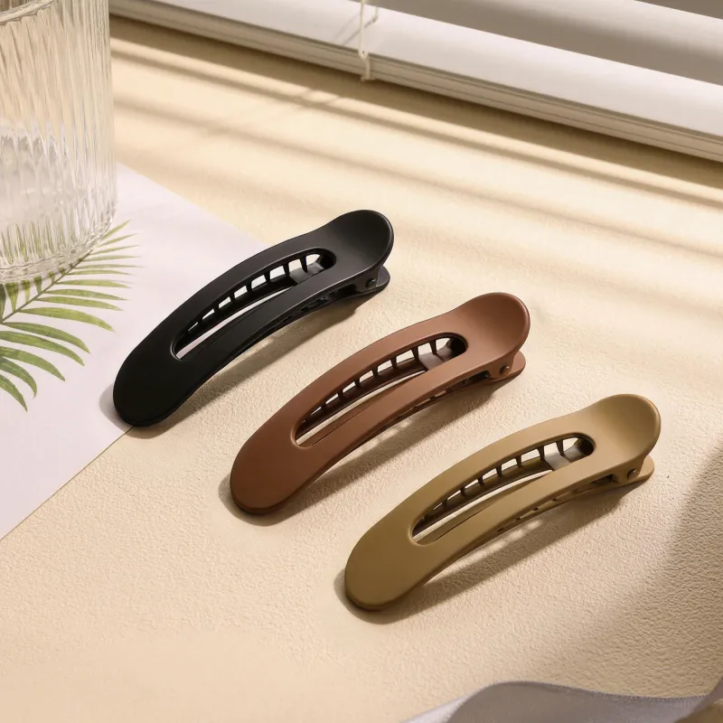 10PCS Vintage high-fashion curved hairpin clip, elegant duckbill clip for the back of the head, large shark clip, big hair claw Brown-6