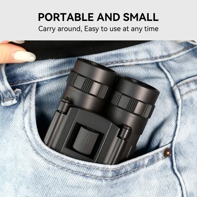 10x25 Binoculars, 101 to 1000m Large View Easy Focus Telescope Only 164g Green Coating Small Binoculars Black-5