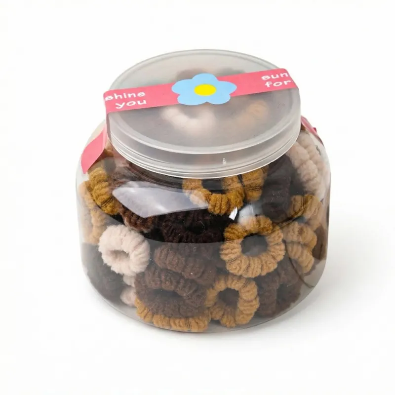 12 Boxes 100-Pack Boxed Rubber Bands for Children, Seamless Hair Ties, Cute Hair Accessories, Storage Cup, Knitted Hair Bands