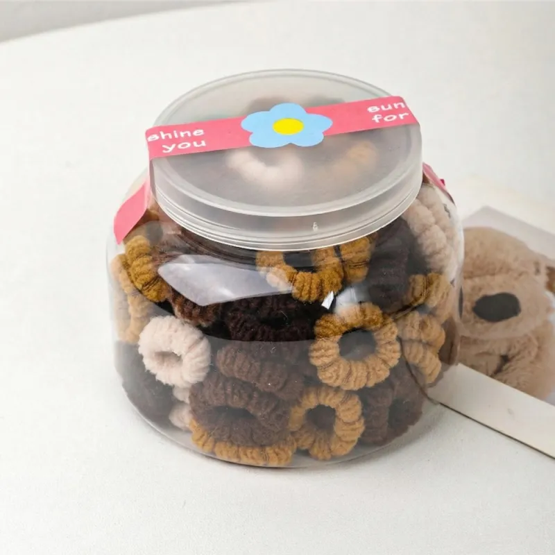 12 Boxes 100-Pack Boxed Rubber Bands for Children, Seamless Hair Ties, Cute Hair Accessories, Storage Cup, Knitted Hair Bands Mixed-2