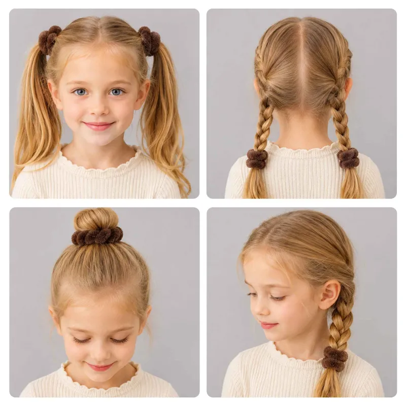 12 Boxes 100-Pack Boxed Rubber Bands for Children, Seamless Hair Ties, Cute Hair Accessories, Storage Cup, Knitted Hair Bands Mixed-5