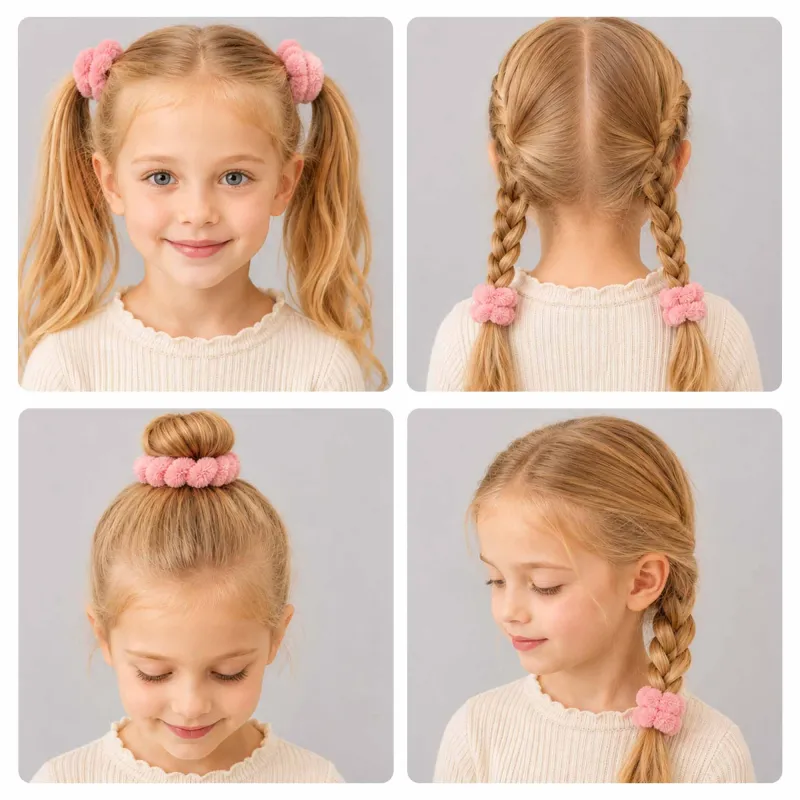 12 Boxes 100-Pack Boxed Rubber Bands for Children, Seamless Hair Ties, Cute Hair Accessories, Storage Cup, Knitted Hair Bands Mixed-5
