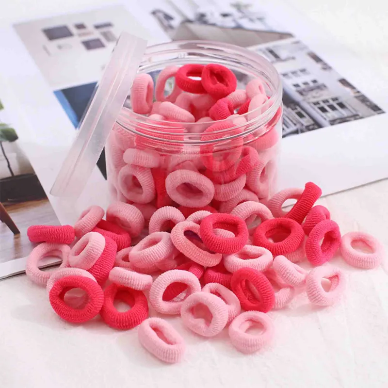 12 Boxes 100 Seamless Canned Hair Ties, Small Ring Hair Bands for Children, Hair-Friendly and No Marks Baby Hair Elastics Mixed-6