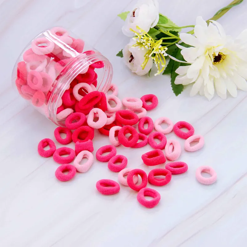 12 Boxes 100 Seamless Canned Hair Ties, Small Ring Hair Bands for Children, Hair-Friendly and No Marks Baby Hair Elastics Mixed-8