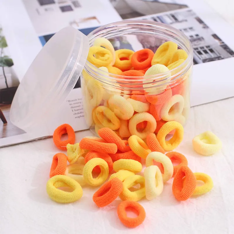 12 Boxes 100 Seamless Canned Hair Ties, Small Ring Hair Bands for Children, Hair-Friendly and No Marks Baby Hair Elastics Mixed-6