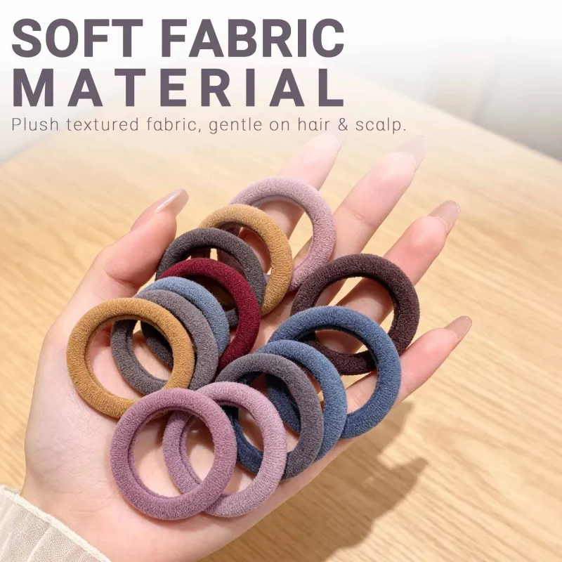 12 boxes 20 Seamless Barrel Hair Ties, Korean-Style Versatile Knitted Towel Hair Rings, Hair-Friendly, No Marks, High Ponytail Hair Bands Mixed-3