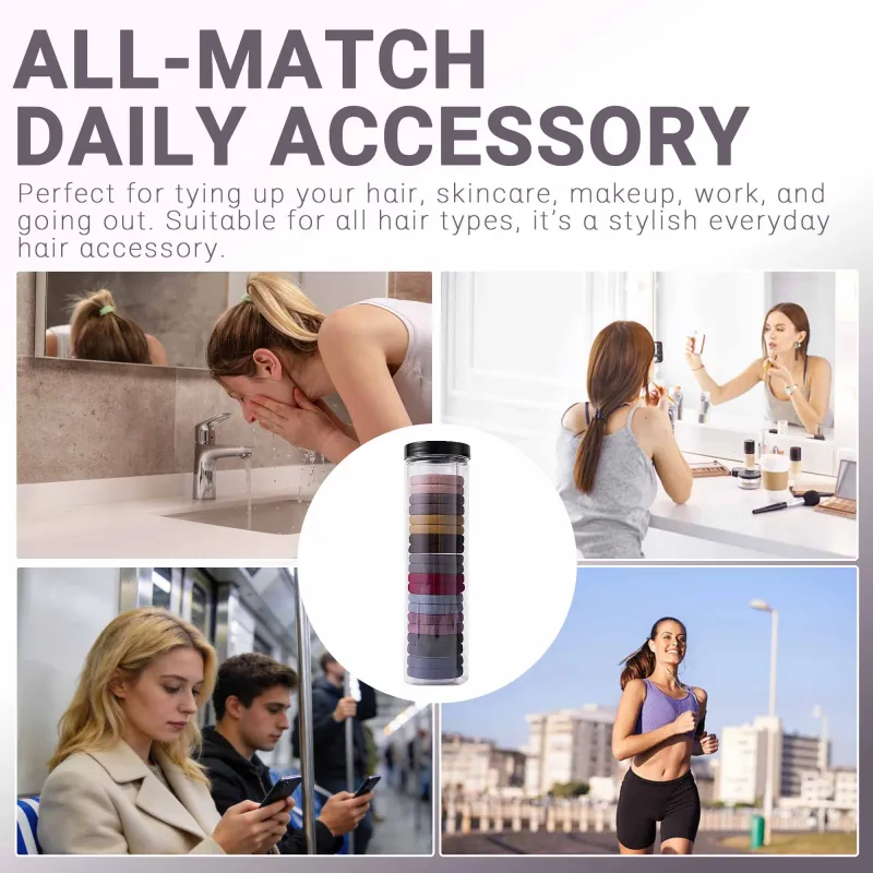12 boxes 20 Seamless Barrel Hair Ties, Korean-Style Versatile Knitted Towel Hair Rings, Hair-Friendly, No Marks, High Ponytail Hair Bands Mixed-6
