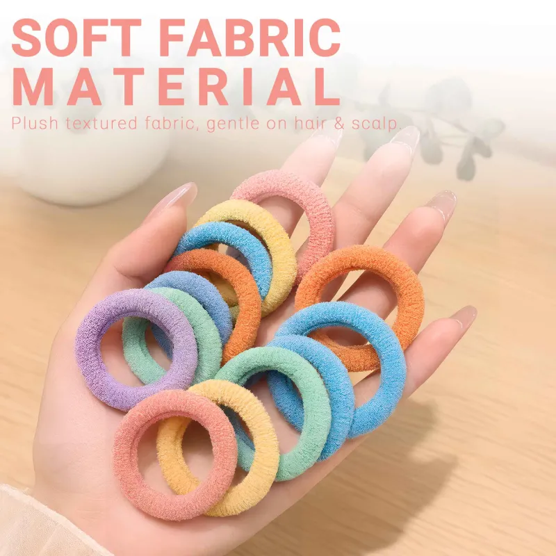 12 boxes 20 Seamless Barrel Hair Ties, Korean-Style Versatile Knitted Towel Hair Rings, Hair-Friendly, No Marks, High Ponytail Hair Bands Mixed-3