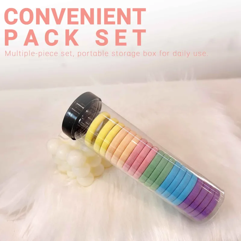 12 boxes 20 Seamless Barrel Hair Ties, Korean-Style Versatile Knitted Towel Hair Rings, Hair-Friendly, No Marks, High Ponytail Hair Bands Mixed-5