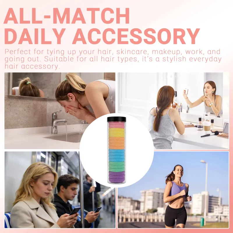 12 boxes 20 Seamless Barrel Hair Ties, Korean-Style Versatile Knitted Towel Hair Rings, Hair-Friendly, No Marks, High Ponytail Hair Bands Mixed-6