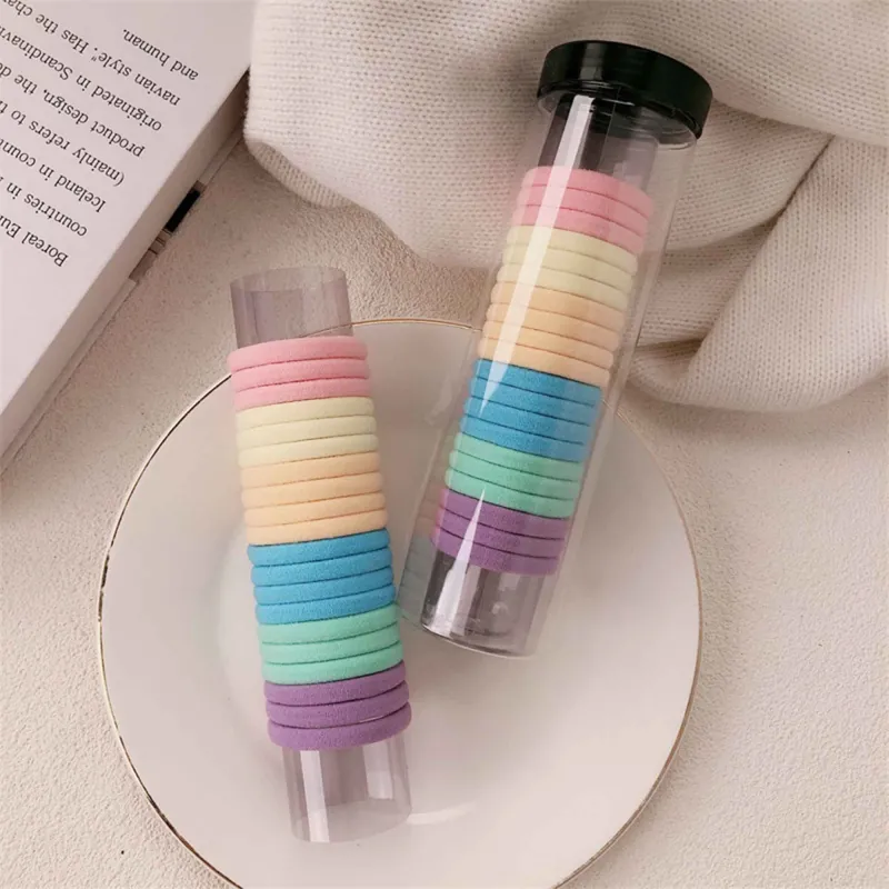 12 boxes 20 Seamless Barrel Hair Ties, Korean-Style Versatile Knitted Towel Hair Rings, Hair-Friendly, No Marks, High Ponytail Hair Bands Mixed-7