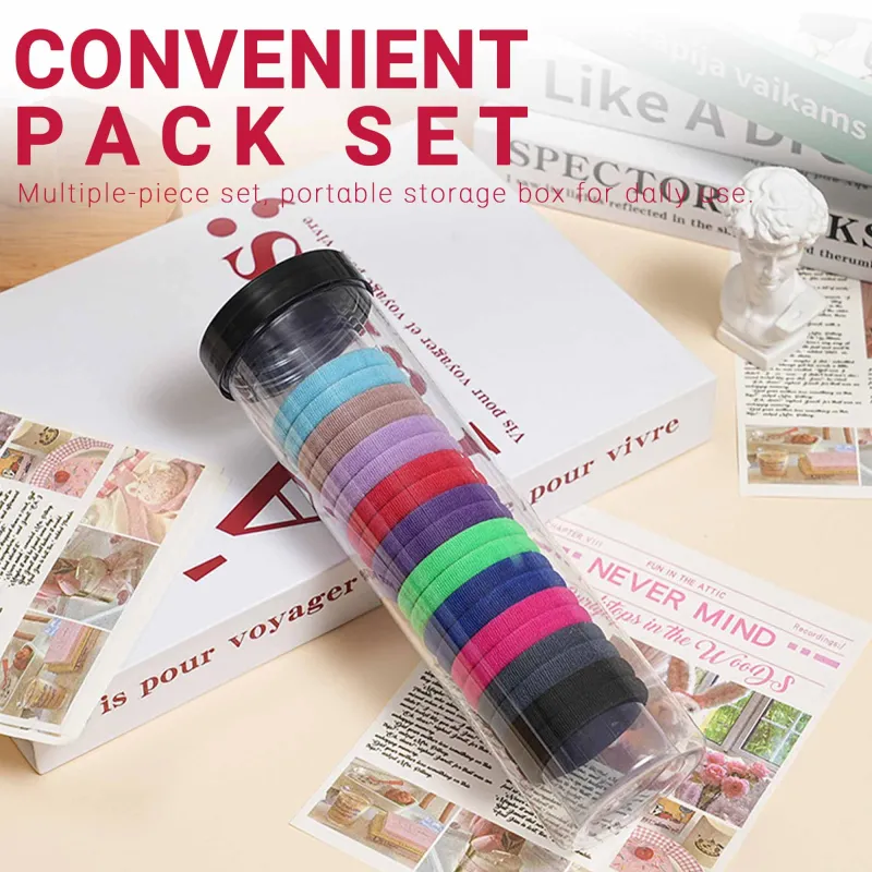 12 boxes 20 Seamless Barrel Hair Ties, Korean-Style Versatile Knitted Towel Hair Rings, Hair-Friendly, No Marks, High Ponytail Hair Bands Mixed-5