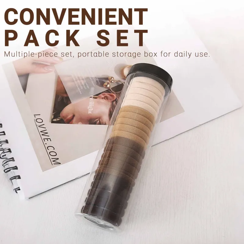 12 boxes 20 Seamless Barrel Hair Ties, Korean-Style Versatile Knitted Towel Hair Rings, Hair-Friendly, No Marks, High Ponytail Hair Bands Mixed-5