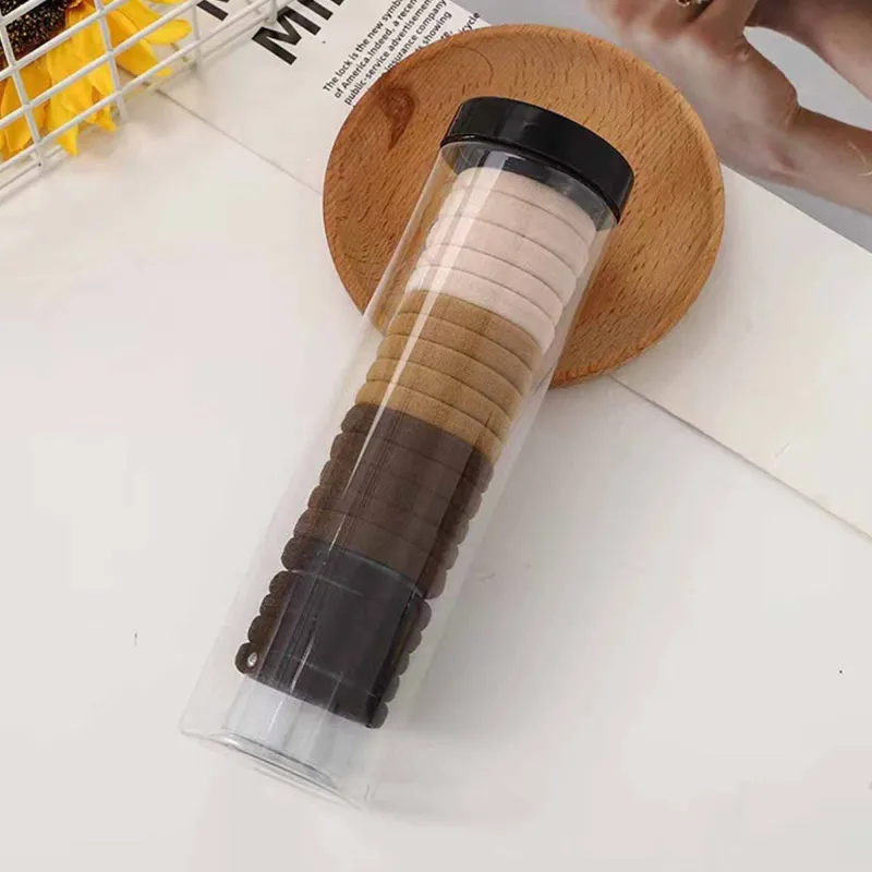 12 boxes 20 Seamless Barrel Hair Ties, Korean-Style Versatile Knitted Towel Hair Rings, Hair-Friendly, No Marks, High Ponytail Hair Bands Mixed-7