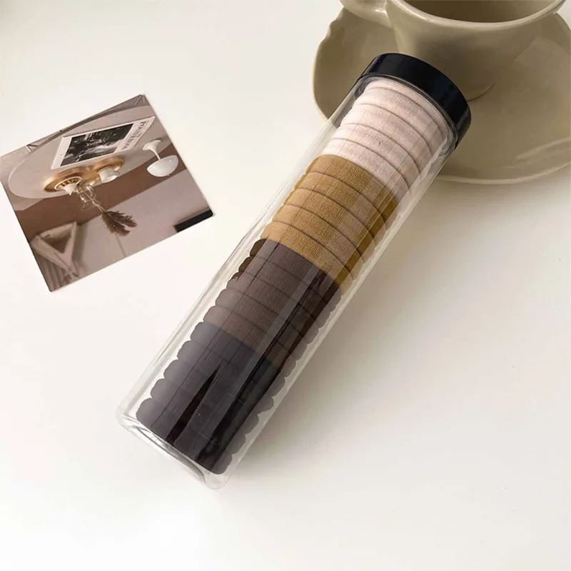 12 boxes 20 Seamless Barrel Hair Ties, Korean-Style Versatile Knitted Towel Hair Rings, Hair-Friendly, No Marks, High Ponytail Hair Bands Mixed-9