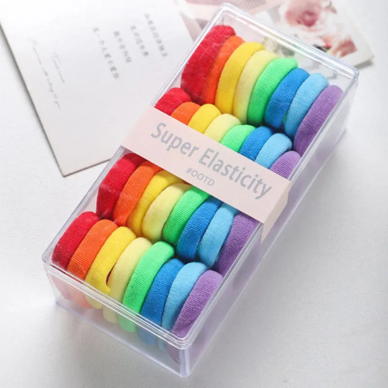 12 Boxes 32-piece pack of medium-sized seamless hair elastics, high elasticity, no-joint hair ties, cute children's hair accessories for ponytails Mixed-2