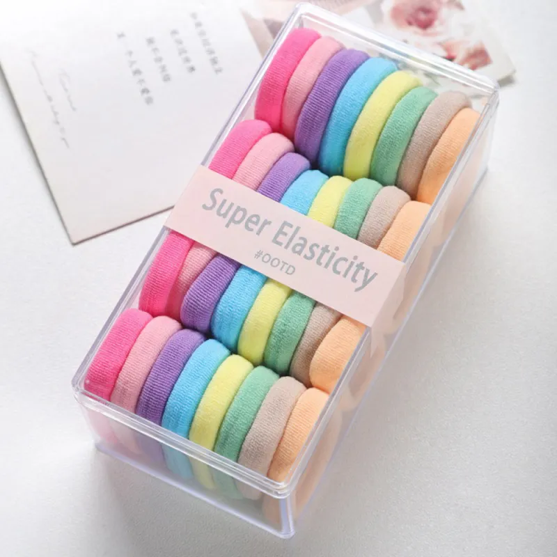 12 Boxes 32-piece pack of medium-sized seamless hair elastics, high elasticity, no-joint hair ties, cute children's hair accessories for ponytails Mixed-2