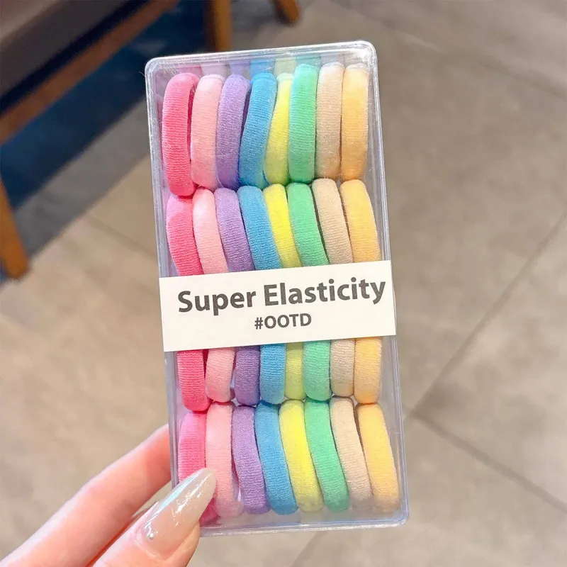 12 Boxes 32-piece pack of medium-sized seamless hair elastics, high elasticity, no-joint hair ties, cute children's hair accessories for ponytails Mixed-6