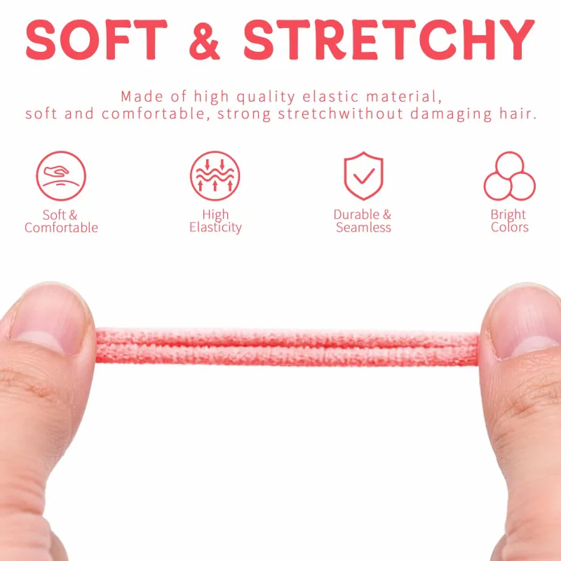 12 Boxes 32-piece pack of medium-sized seamless hair elastics, high elasticity, no-joint hair ties, cute children's hair accessories for ponytails Mixed-3