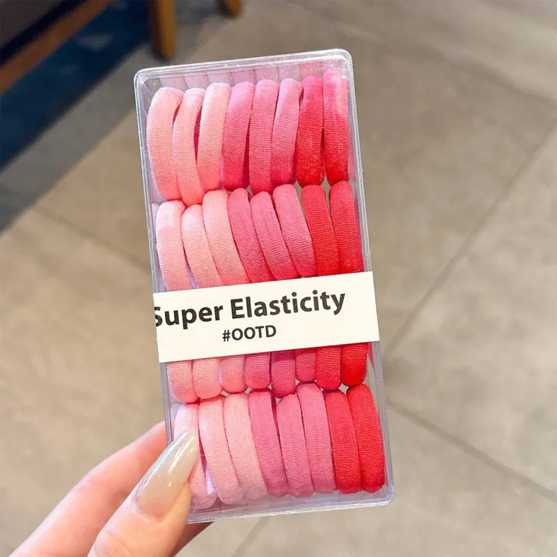 12 Boxes 32-piece pack of medium-sized seamless hair elastics, high elasticity, no-joint hair ties, cute children's hair accessories for ponytails Mixed-6