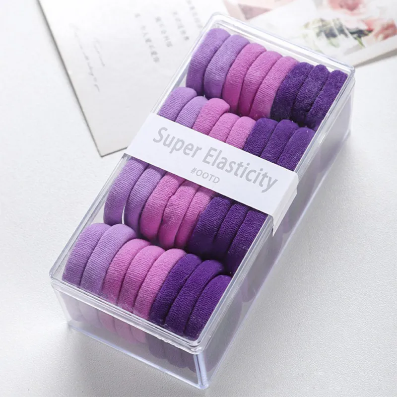 12 Boxes 32-piece pack of medium-sized seamless hair elastics, high elasticity, no-joint hair ties, cute children's hair accessories for ponytails Mixed-3