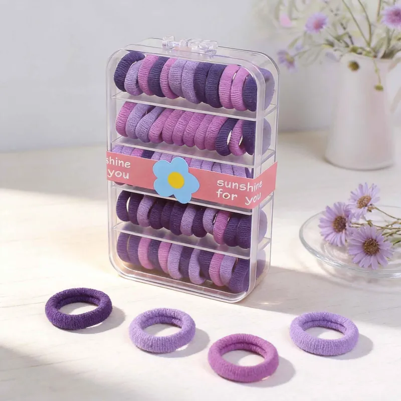 12 Boxes 60-pack boxed small hair ties for children, sweet and non-damaging, no-trace elastic bands, high elasticity seamless hair ropes for babies Mixed-6