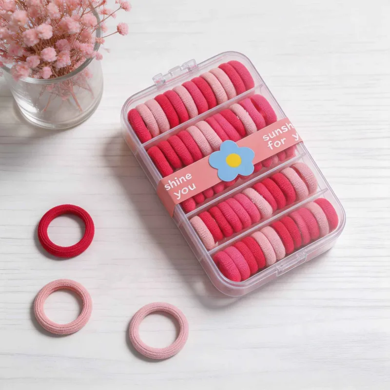 12 Boxes 60-pack boxed small hair ties for children, sweet and non-damaging, no-trace elastic bands, high elasticity seamless hair ropes for babies Mixed-7