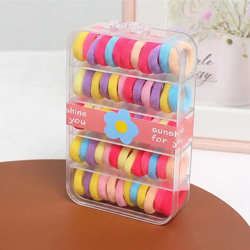 12 Boxes 60-pack boxed small hair ties for children, sweet and non-damaging, no-trace elastic bands, high elasticity seamless hair ropes for babies Mixed-2