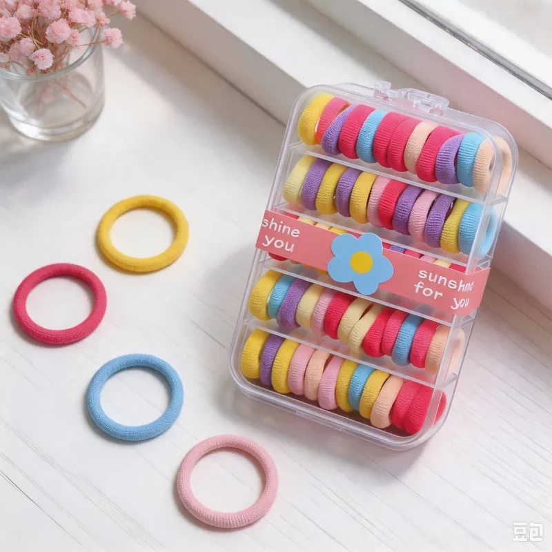 12 Boxes 60-pack boxed small hair ties for children, sweet and non-damaging, no-trace elastic bands, high elasticity seamless hair ropes for babies Mixed-7