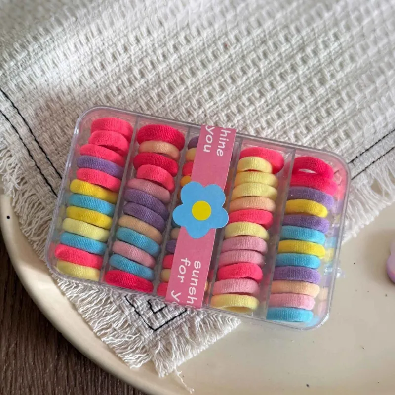 12 Boxes 60-pack boxed small hair ties for children, sweet and non-damaging, no-trace elastic bands, high elasticity seamless hair ropes for babies Mixed-8