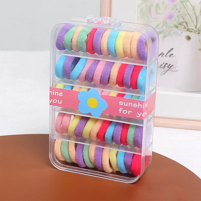 12 Boxes 60-pack boxed small hair ties for children, sweet and non-damaging, no-trace elastic bands, high elasticity seamless hair ropes for babies Mixed-2