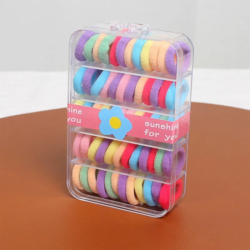 12 Boxes 60-pack boxed small hair ties for children, sweet and non-damaging, no-trace elastic bands, high elasticity seamless hair ropes for babies Mixed-3