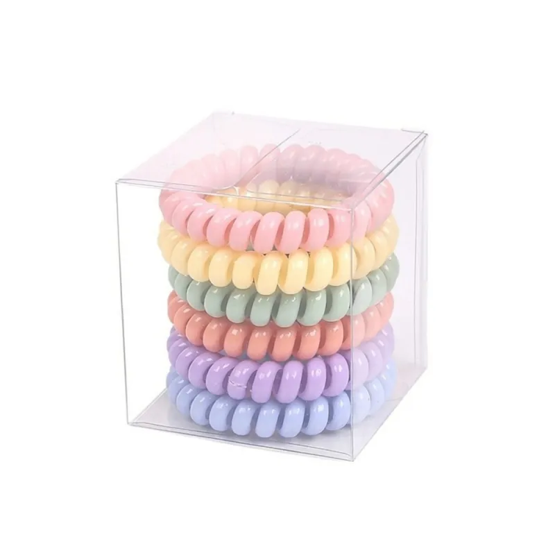 12 boxes Korean-style basic large Spiral hair ties, 6 pieces per box, high elasticity hair bands for ponytails and washing