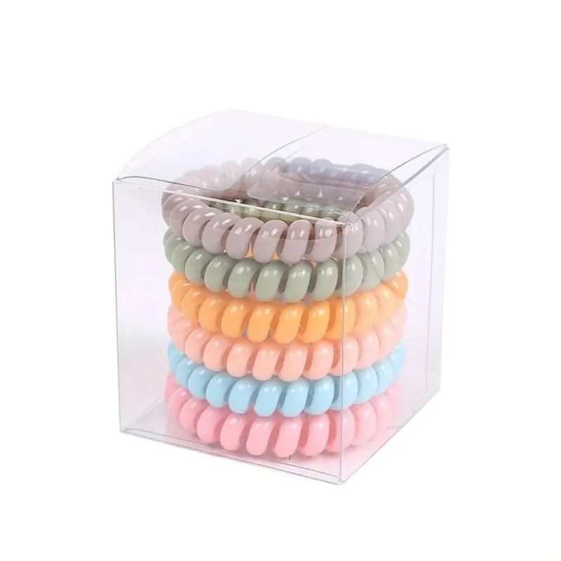 12 boxes Korean-style basic large Spiral hair ties, 6 pieces per box, high elasticity hair bands for ponytails and washing
