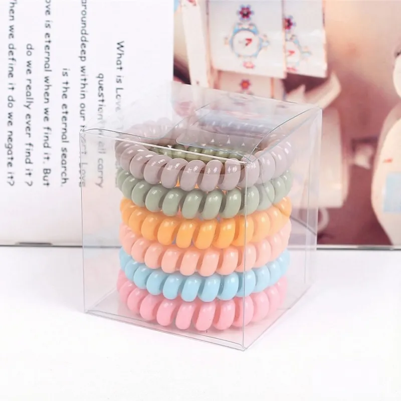 12 boxes Korean-style basic large Spiral hair ties, 6 pieces per box, high elasticity hair bands for ponytails and washing Mixed-2