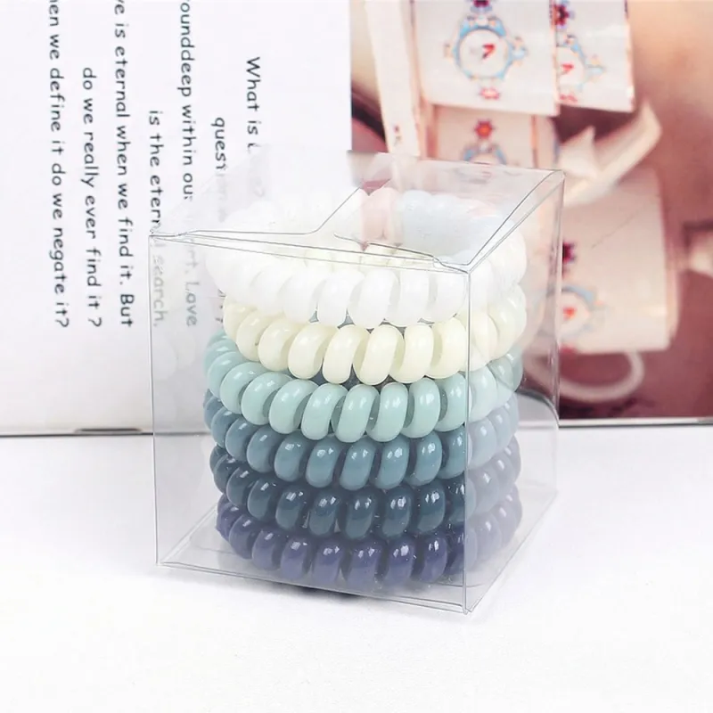 12 boxes Korean-style basic large Spiral hair ties, 6 pieces per box, high elasticity hair bands for ponytails and washing Mixed-2