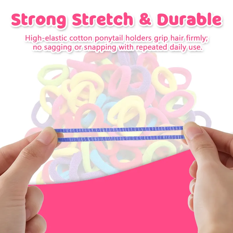 12 Boxes Sweet Children's Hair Ties, 50 Pieces per Bag, Knitted High-Elastic Seamless Hair Bands, Gentle on Hair, Baby Hair Ropes Mixed-2