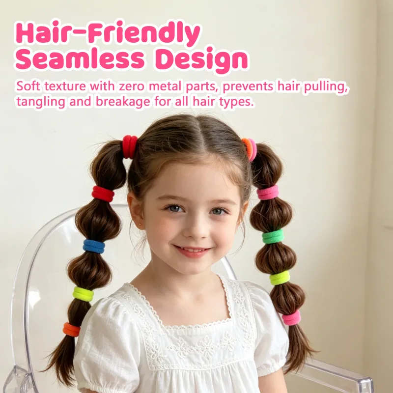 12 Boxes Sweet Children's Hair Ties, 50 Pieces per Bag, Knitted High-Elastic Seamless Hair Bands, Gentle on Hair, Baby Hair Ropes Mixed-3