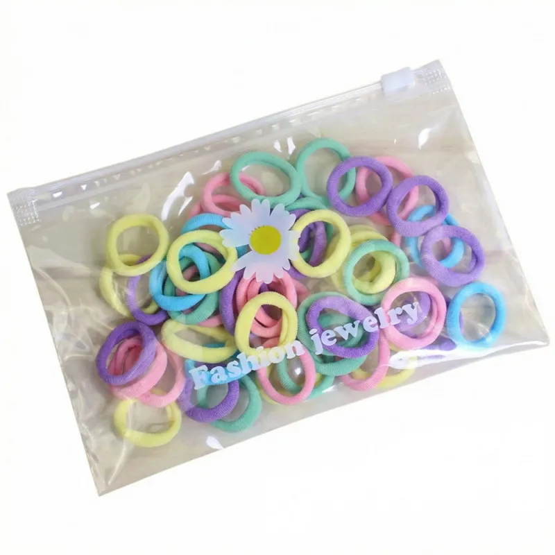 12 Boxes Sweet Children's Hair Ties, 50 Pieces per Bag, Knitted High-Elastic Seamless Hair Bands, Gentle on Hair, Baby Hair Ropes
