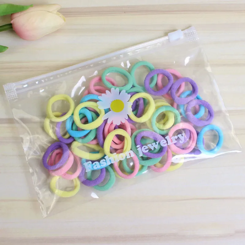 12 Boxes Sweet Children's Hair Ties, 50 Pieces per Bag, Knitted High-Elastic Seamless Hair Bands, Gentle on Hair, Baby Hair Ropes Mixed-2