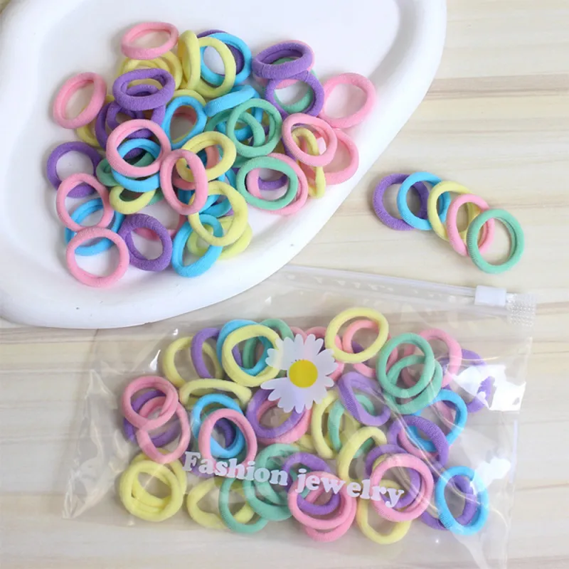 12 Boxes Sweet Children's Hair Ties, 50 Pieces per Bag, Knitted High-Elastic Seamless Hair Bands, Gentle on Hair, Baby Hair Ropes Mixed-3