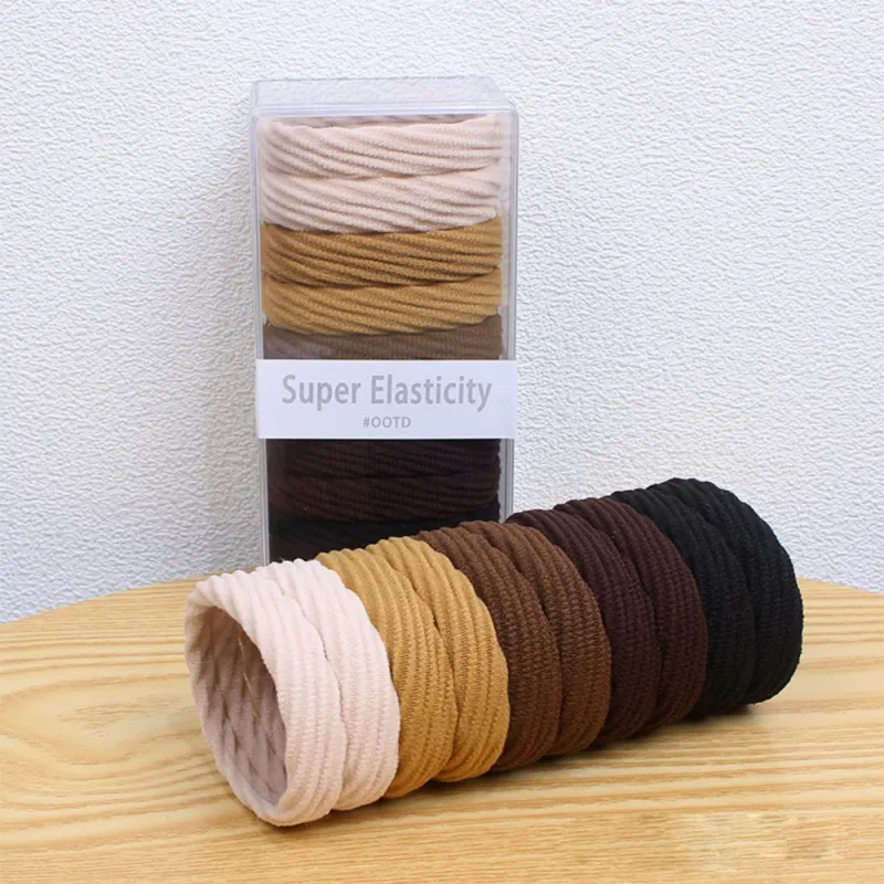 12 boxes Sweet jacquard wave hair ties, seamless and gentle on hair, 10-piece boxed hair elastics, seamless towel hair bands Mixed-2