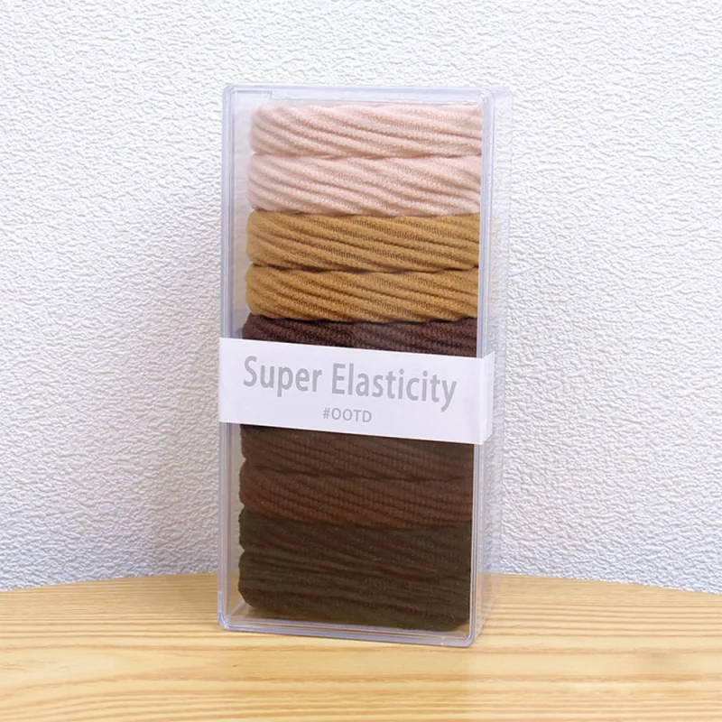 12 boxes Sweet jacquard wave hair ties, seamless and gentle on hair, 10-piece boxed hair elastics, seamless towel hair bands Mixed-3