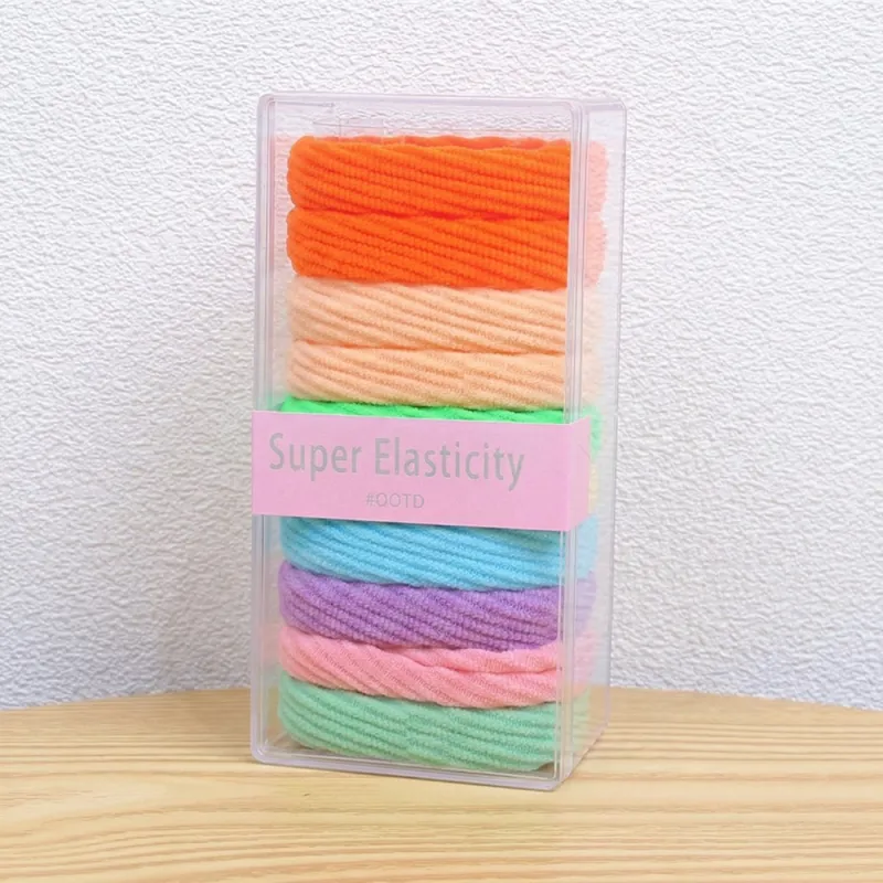 12 boxes Sweet jacquard wave hair ties, seamless and gentle on hair, 10-piece boxed hair elastics, seamless towel hair bands Mixed-2