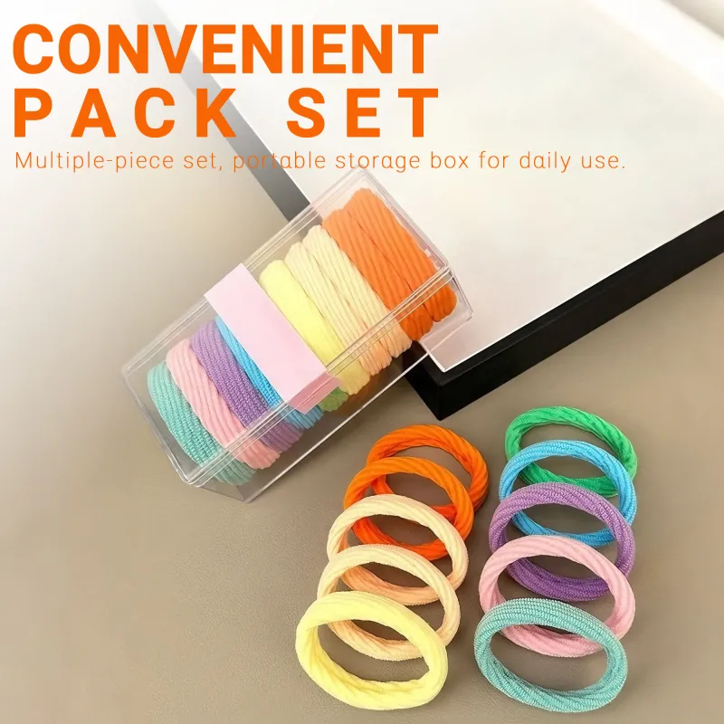 12 boxes Sweet jacquard wave hair ties, seamless and gentle on hair, 10-piece boxed hair elastics, seamless towel hair bands Mixed-5
