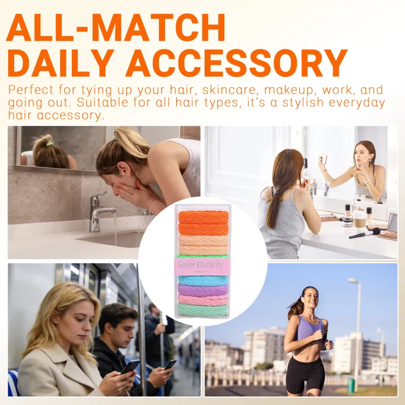 12 boxes Sweet jacquard wave hair ties, seamless and gentle on hair, 10-piece boxed hair elastics, seamless towel hair bands Mixed-6
