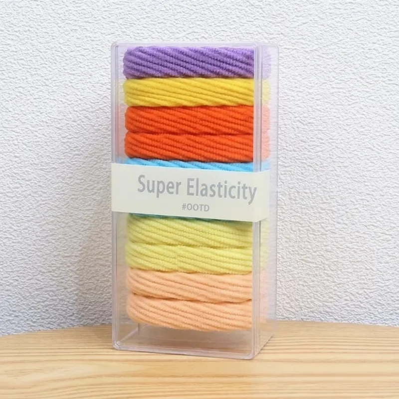 12 boxes Sweet jacquard wave hair ties, seamless and gentle on hair, 10-piece boxed hair elastics, seamless towel hair bands Mixed-2